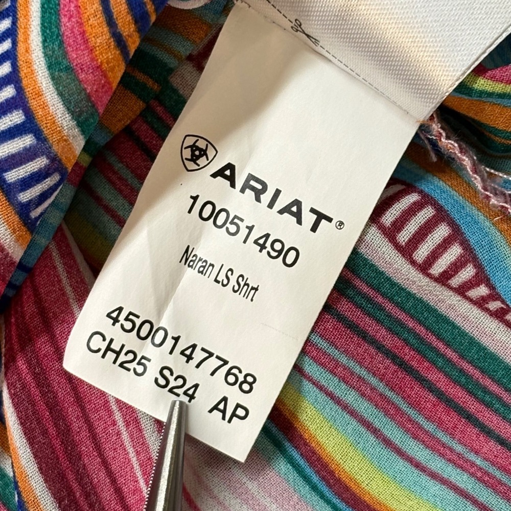 Ariat Naran Shirt Womens Large Multicolor Striped Button Down Long Sleeve - Picture 8 of 12